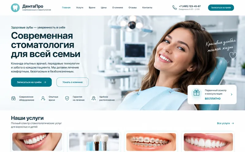 Стоматология «ДентаПро» — сайт клиники + CRM