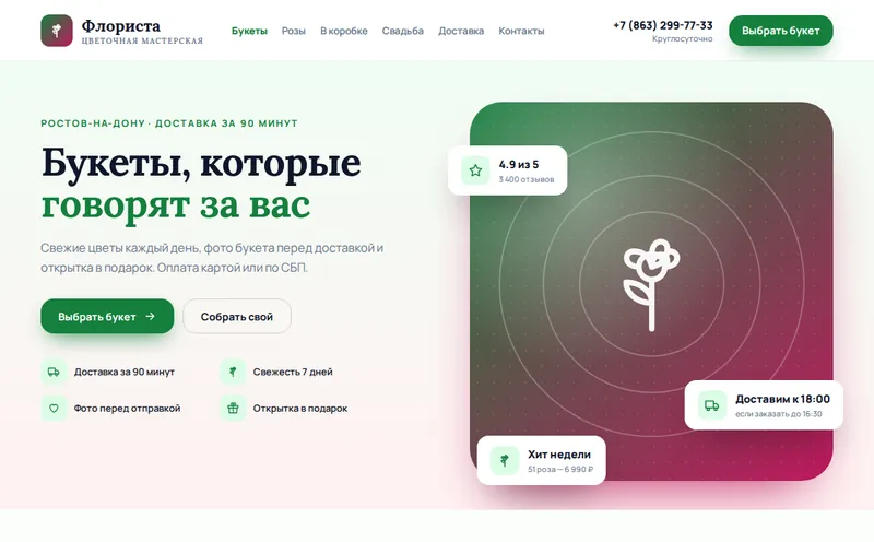 Цветочный магазин «Флориста» — интернет-магазин + CRM заказов